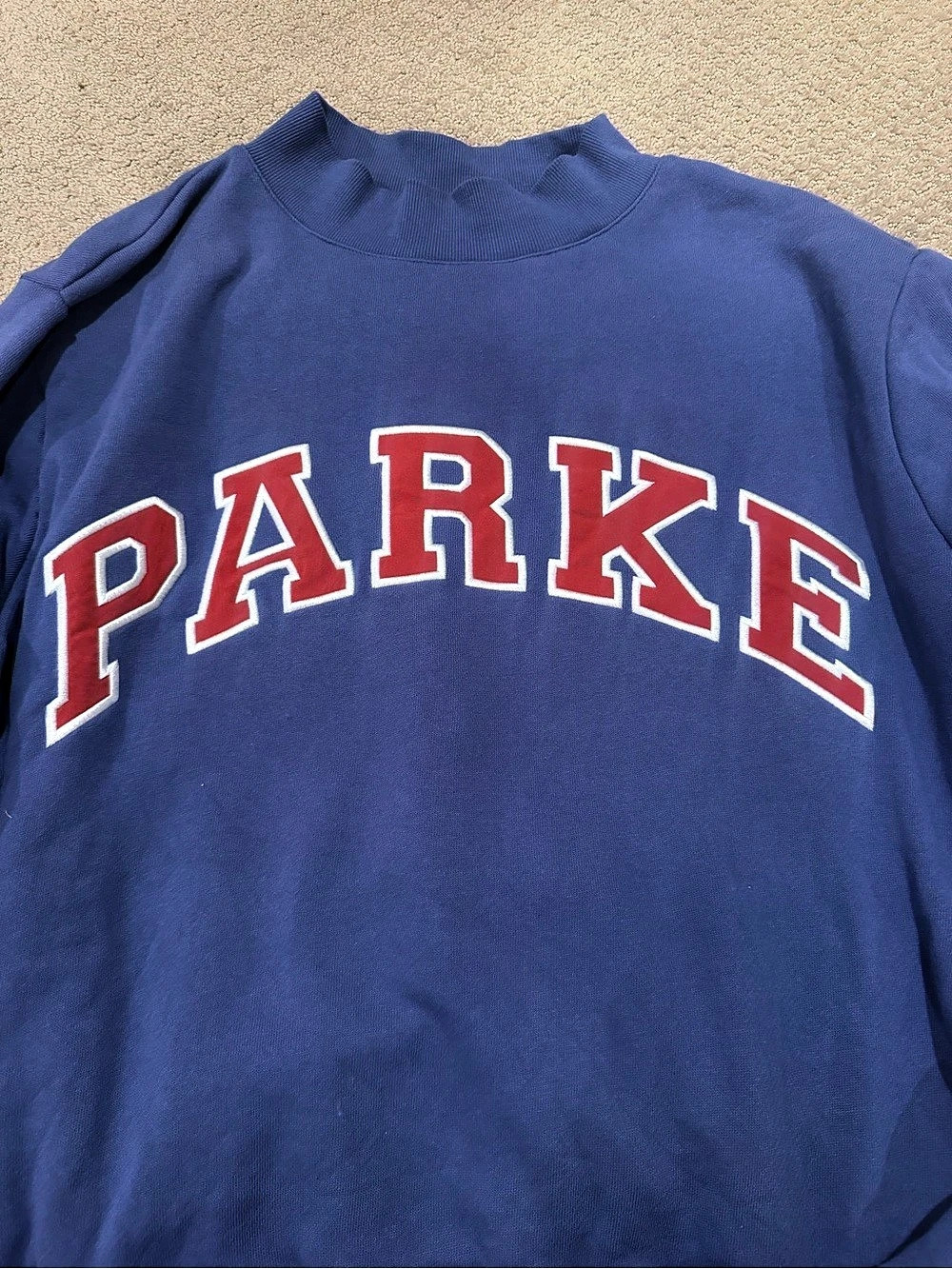 PARKE Varsity Mockneck Sweatshirt Blue & Red L/XL